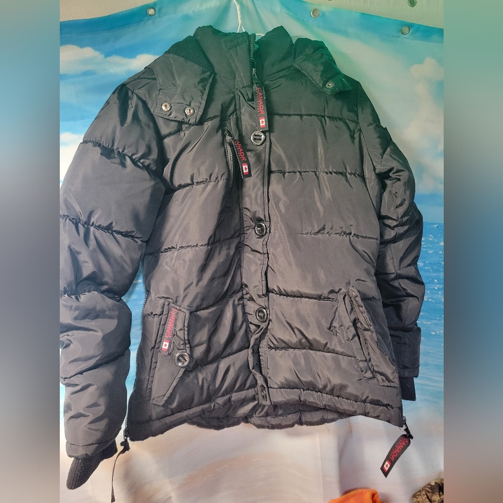 Canada Weathergear 🇨🇦 Girls Black Winter Puffer Jacket‎ Size XL 18